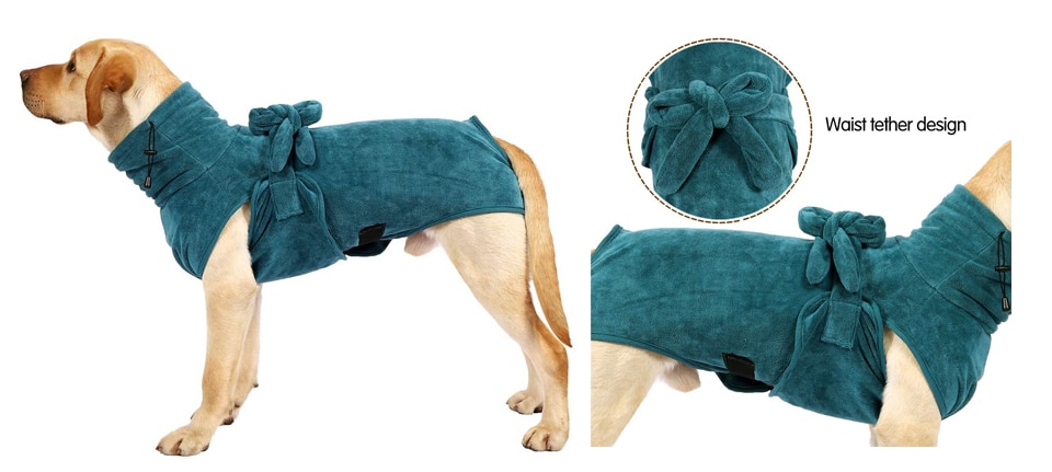 Evel Quick Dry Dog Towel and Bathrobe Gown with Adjustable Strap