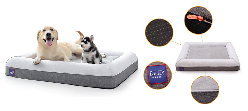 Laifug Memory Foam Orthopedic Dog Bed and Couch with Removable Washable cover and Waterproof Liner