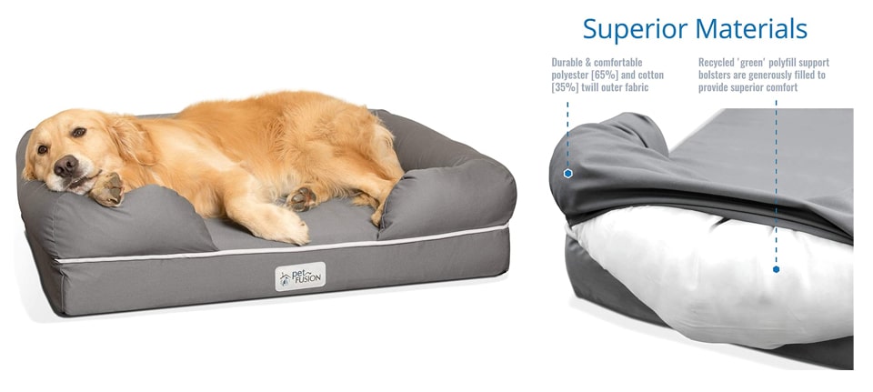 PetFusion Ultimate Dog Bed with Orthopedic Memory Foam Waterproof Liner and year Warranty