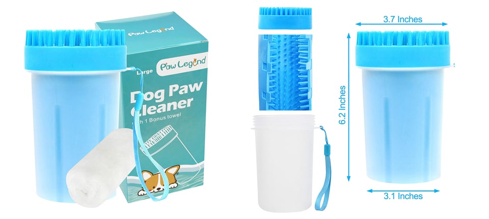 Upgrade in Dog Paw Cleaner and Grooming Brush with Towel and Silicone Dog Foot Washer by Paw Legend